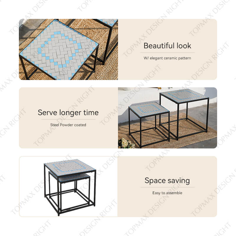 Modern Outdoor Coffee Table Set 24131BKD-SET2