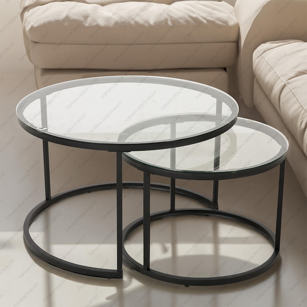 Nesting Tables Round Glass Coffee Table Sets 31361Q(SET2)