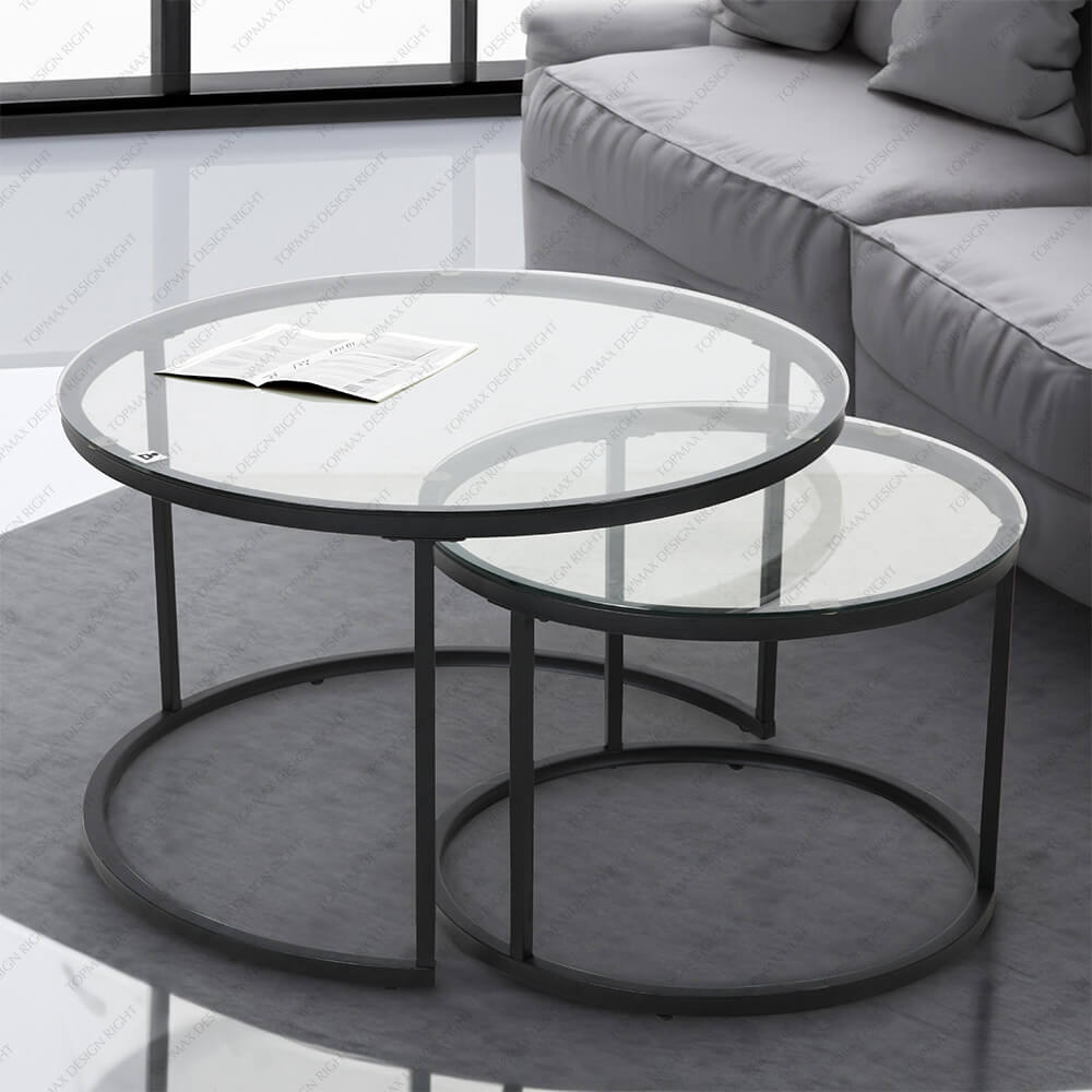 Nesting Tables Round Glass Coffee Table Sets 31361Q(SET2)