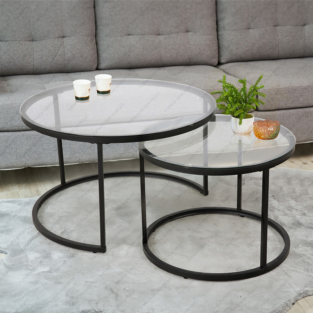 Nesting Tables Round Glass Coffee Table Sets 31361Q(SET2)