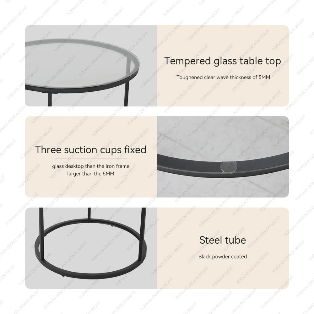 Nesting Tables Round Glass Coffee Table Sets 31361Q(SET2)