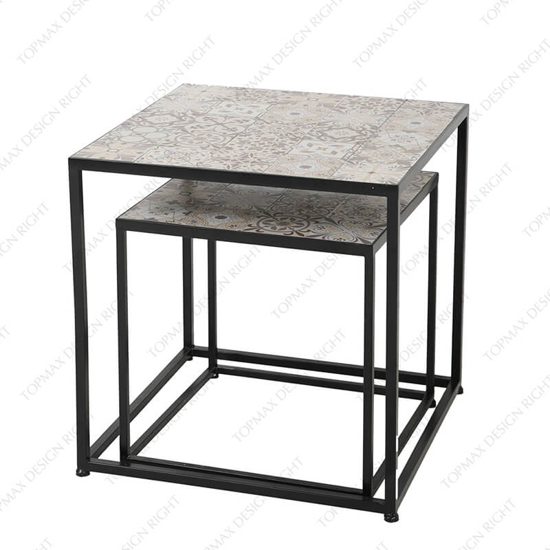 Square Outdoor Patio Coffee Table With Ceramic Top 24918KD-SET2