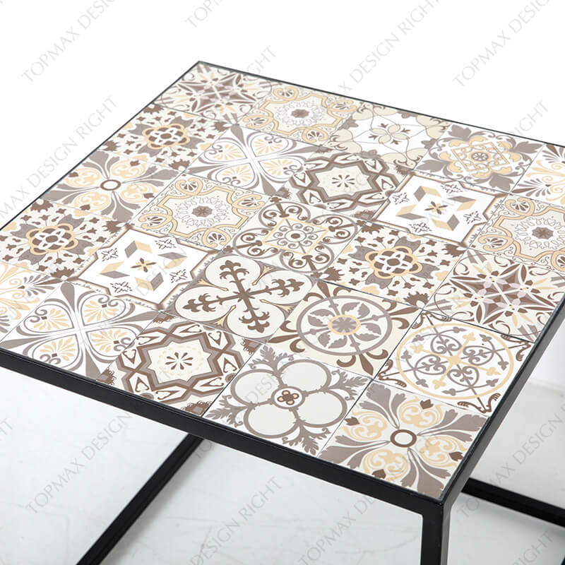 Square Outdoor Patio Coffee Table With Ceramic Top 24918KD-SET2