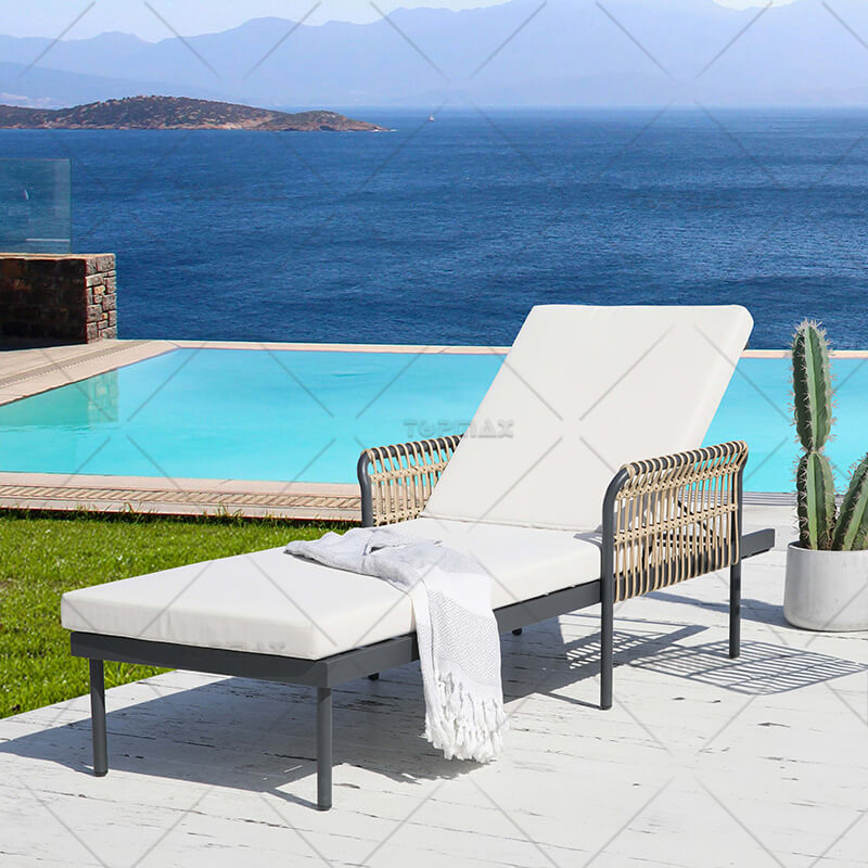 Rattan Chaise Lounge Outdoor Lounge Aluminium Flat Sun Lounger 52776L