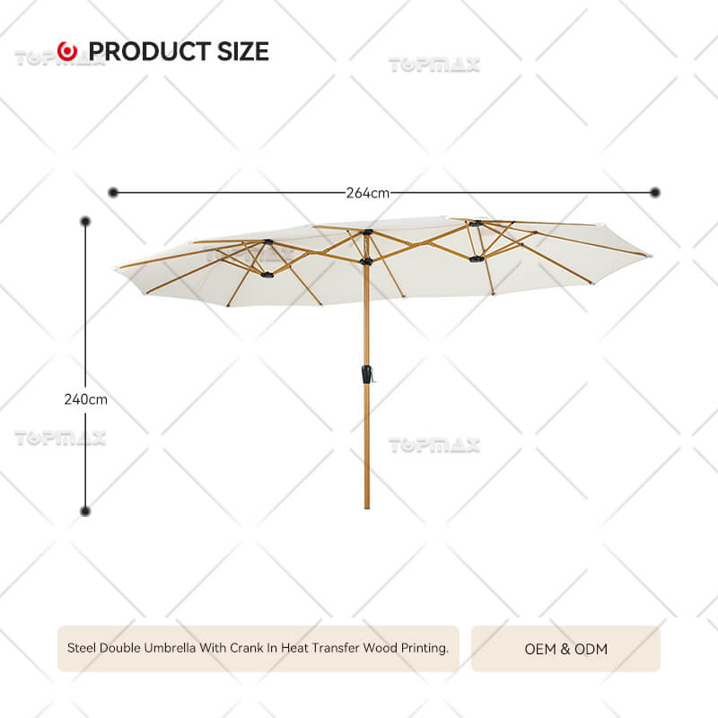 Steel Double Garden Umbrella Heat Transfer Wood Printing 60612ST-WD