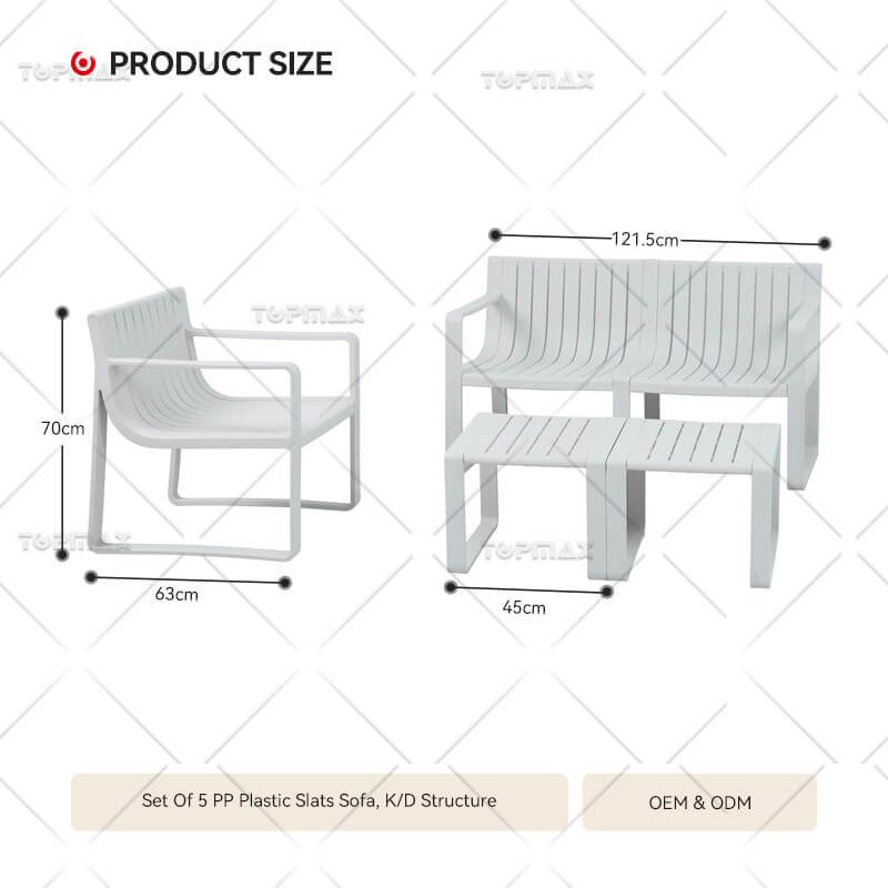 Plastic Outdoor Sofa PP Plastic Slats Sofa 96194-SET