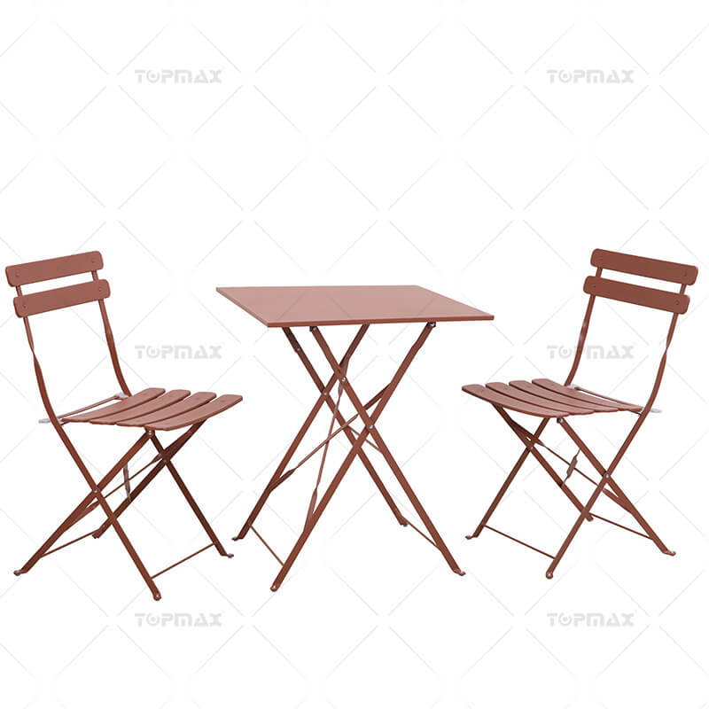 Steel Patio Bistro Set Of 3 Square Foldable Table 22114SQ-60X60&24143S-CRY