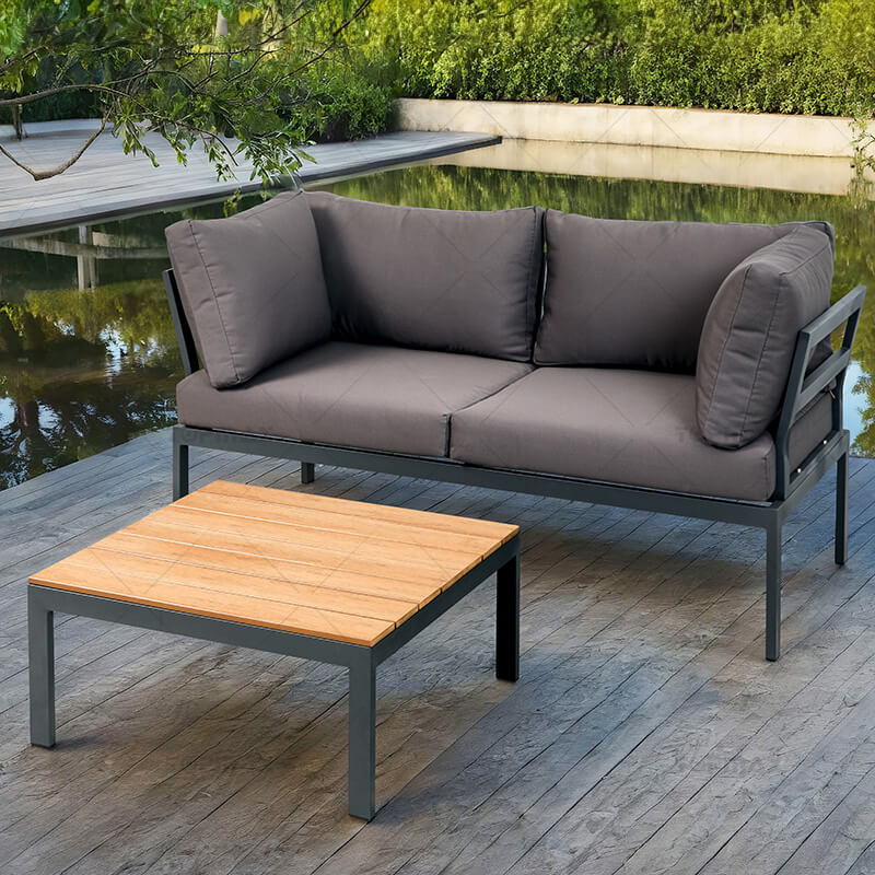 Steel Modern Patio Sofa With Armrest 24380-SET2