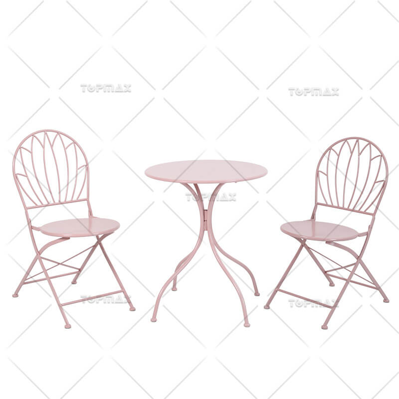 Patio Table Set Steel Round Table Foldable Chair 24529-SET3