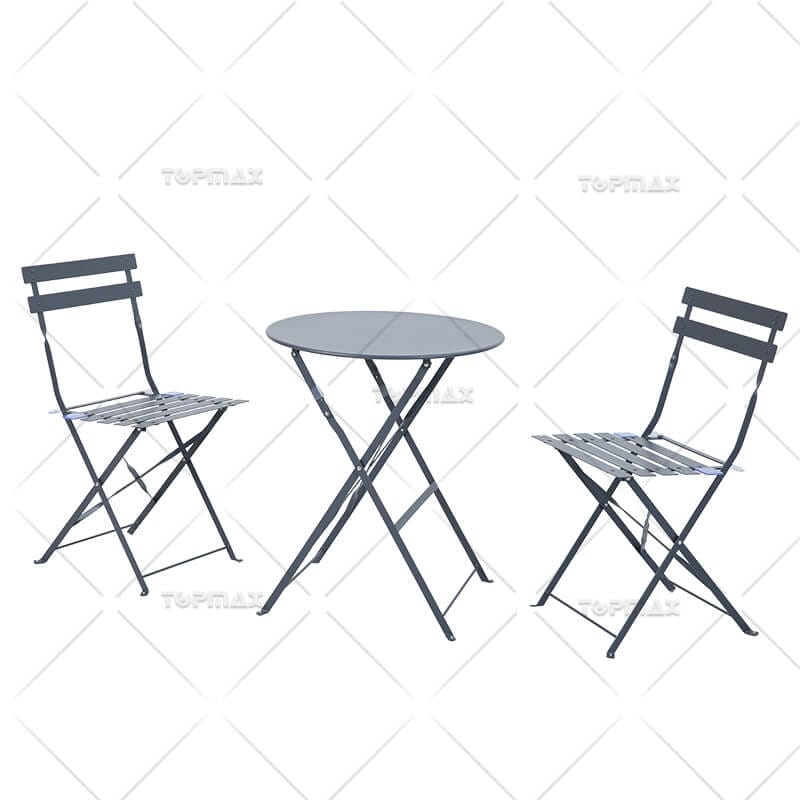 Metal Bistro Set Steel Foldable Table And Chair 22114A&24155CR-D