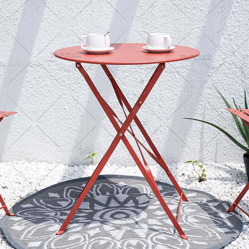 Metal Bistro Set Steel Foldable Table And Chair 22114A&24155CR-D