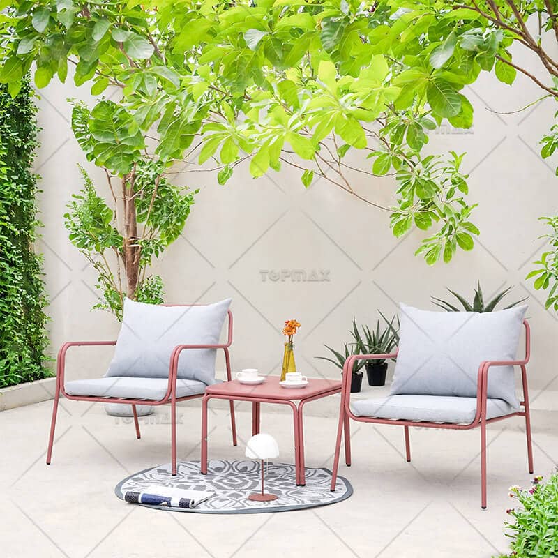 2 Seater Bistro Set Steel Double Tube Relaxing Set 24517-SET3