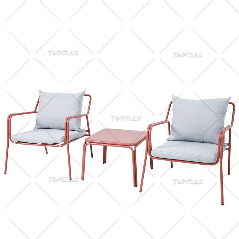 2 Seater Bistro Set Steel Double Tube Relaxing Set 24517-SET3