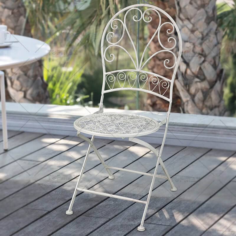 Patio Chair Set Steel Round Foldable Table 24335-SET3