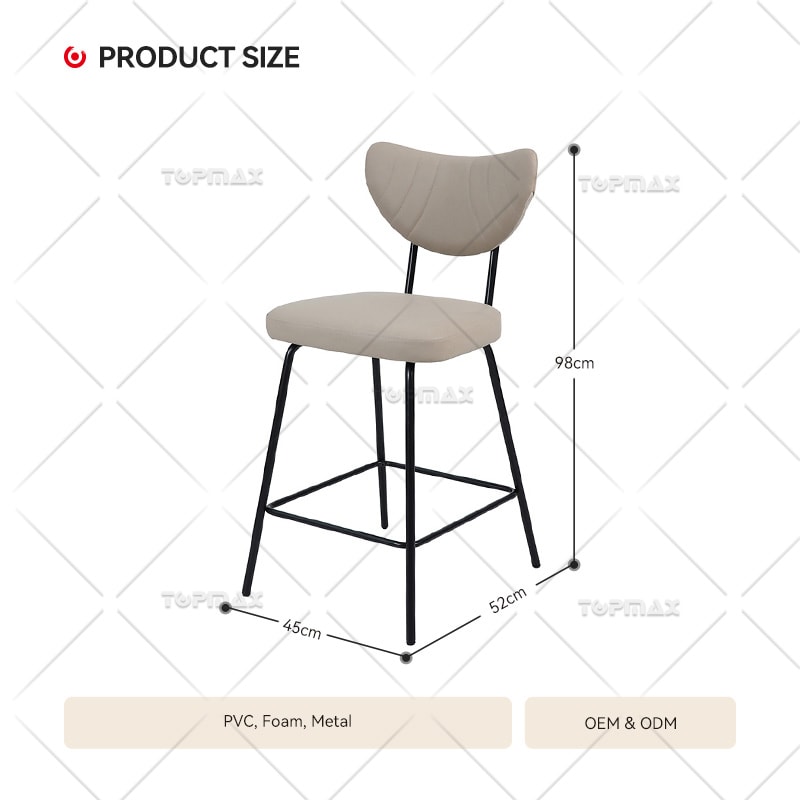 Bar Height Chairs Croissant Shape Design 80404EB