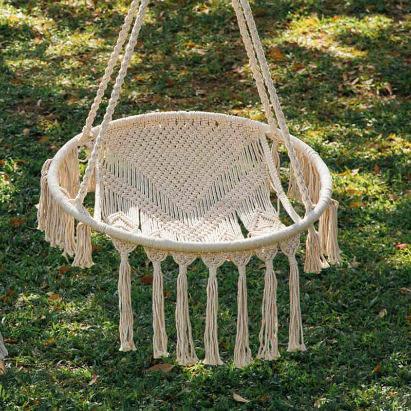 Hammock Swing Chair Poly-Cotton Rope With Fringe 68529A