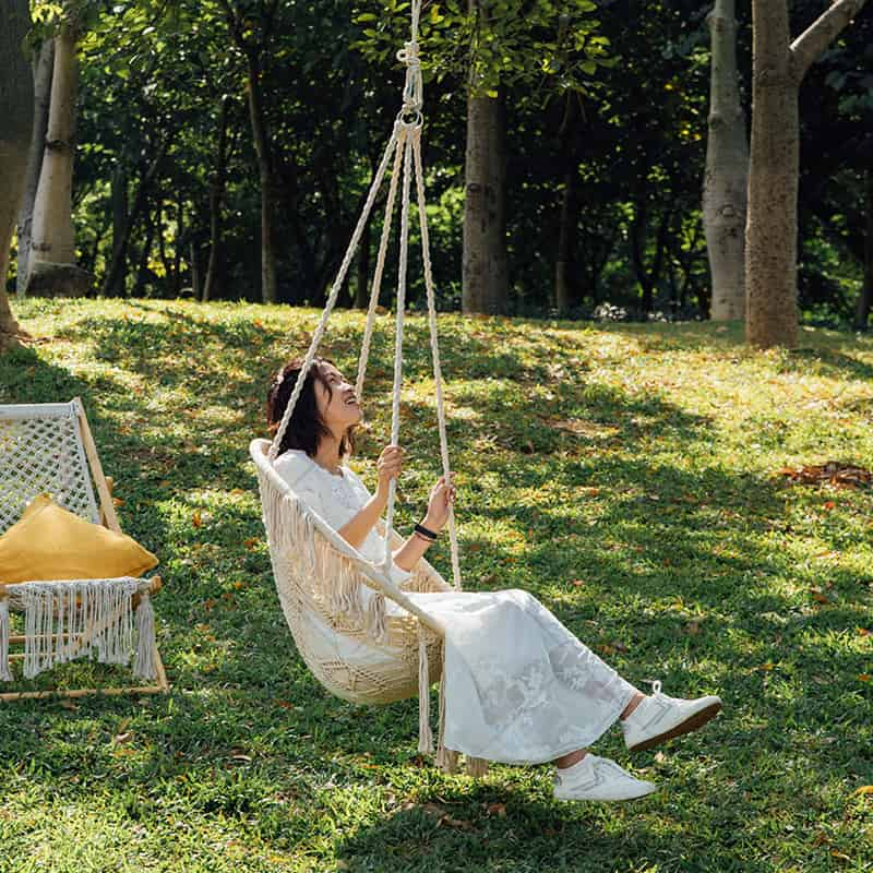 Hammock Swing Chair Poly-Cotton Rope With Fringe 68529A