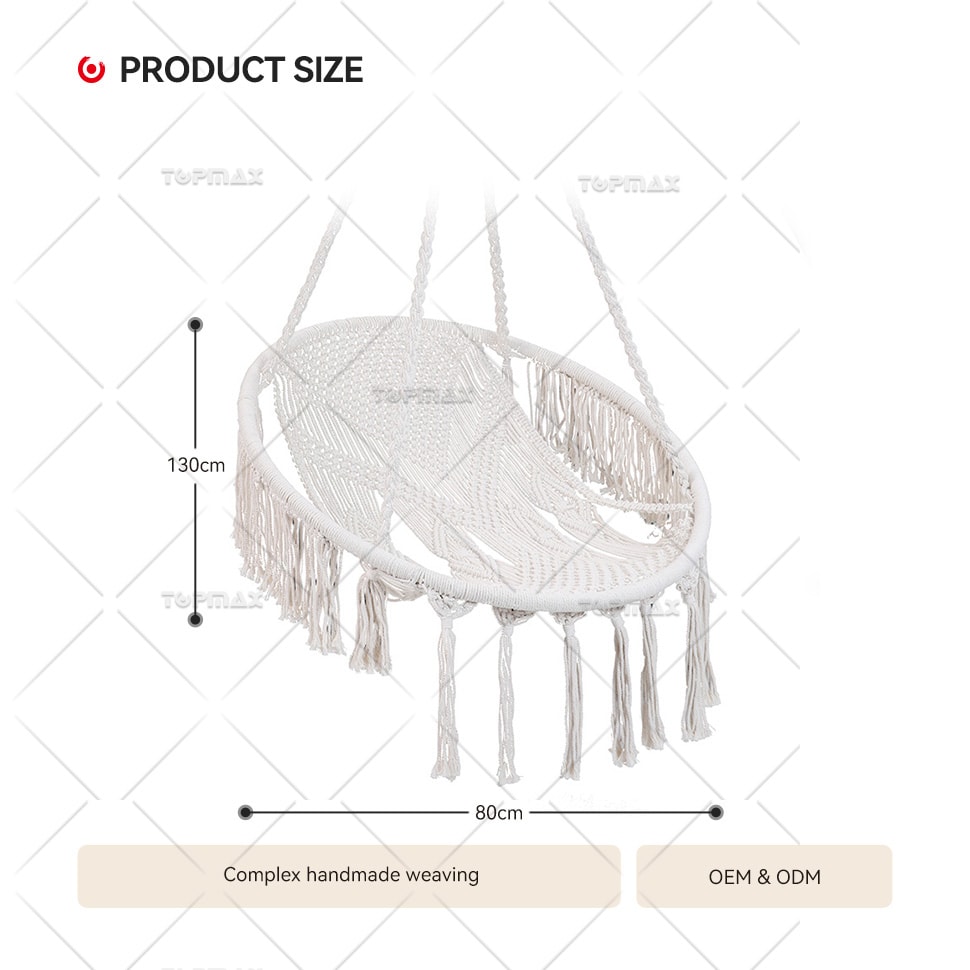 Hammock Swing Chair Poly-Cotton Rope With Fringe 68529A