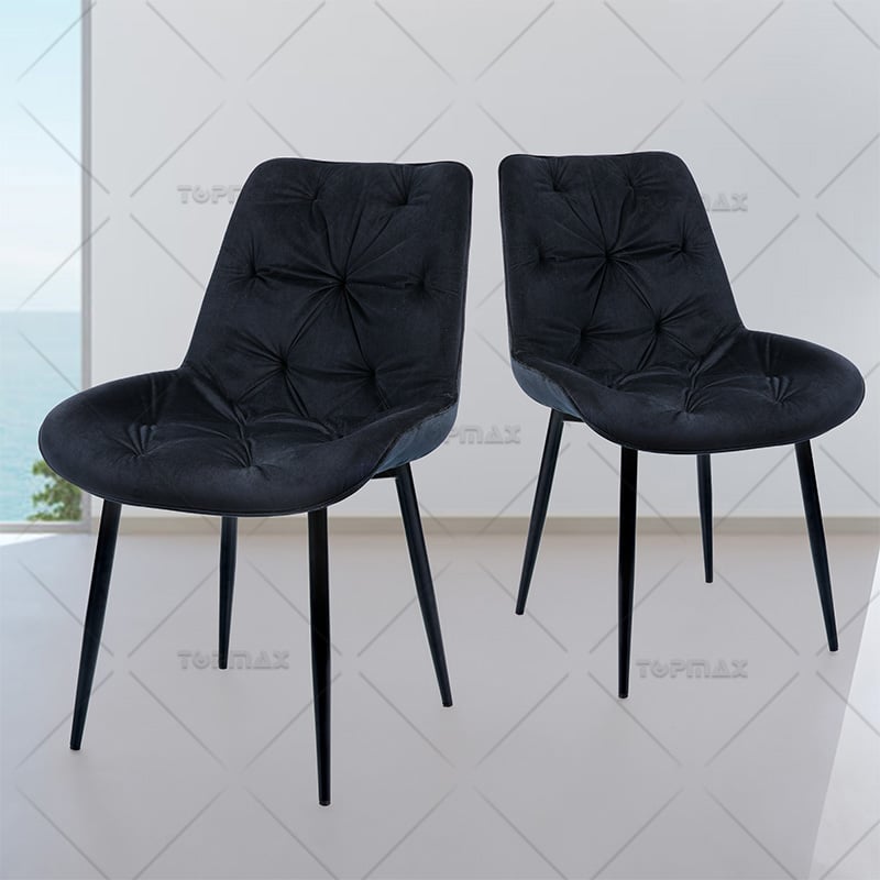 Black Dining Room Chairs Stylish Velvet Comfortable 80139F