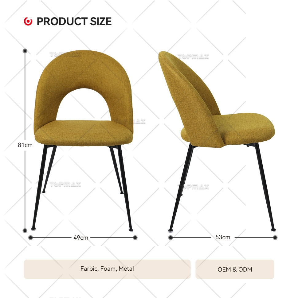 Yellow Dining Chairs Comfortable Hollow Back Plastic Foot 80447-KD