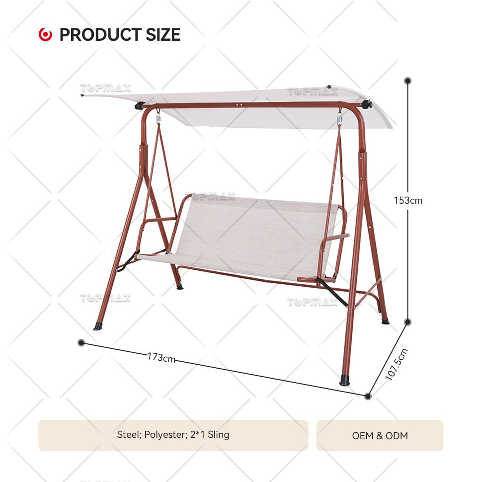 Outdoor Swing Seat Steel Polyester with Canopy 20148CT-D