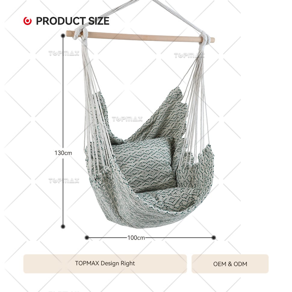 Patio Hammock Chair Poly Cotton with Pillows 68450PD-CT2