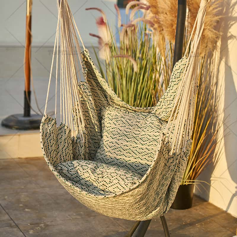 Patio Hammock Chair Poly Cotton with Pillows 68450PD-CT2