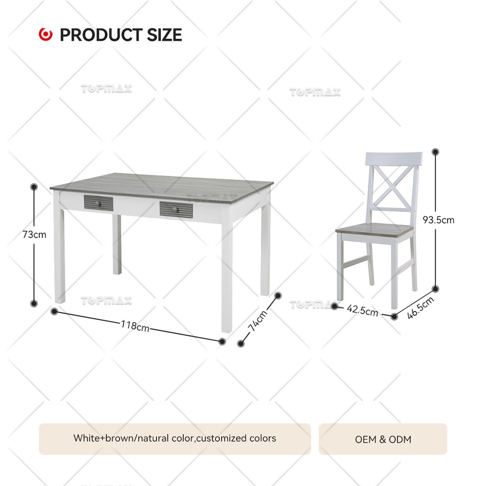 White Dining Table Set Poplar Wood 4 Drawers SD11178