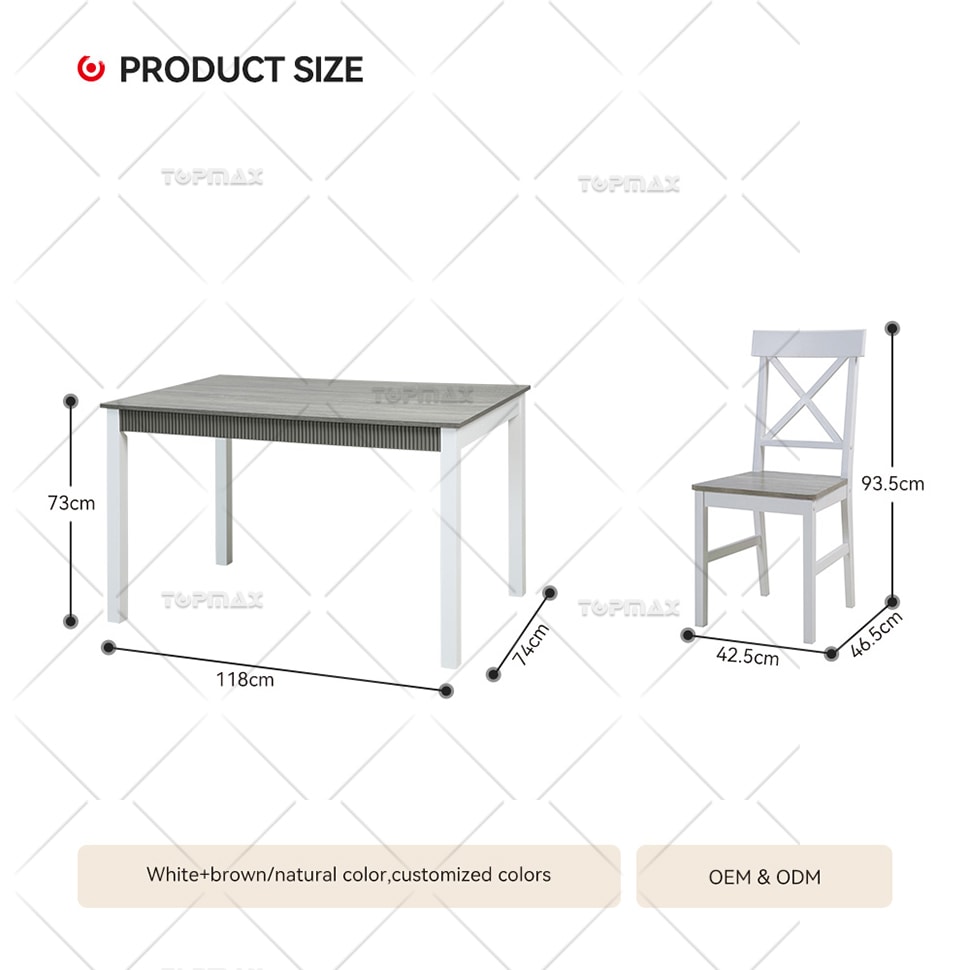 Wooden Table And Chairs Poplar Wood Wave Board SD11176M