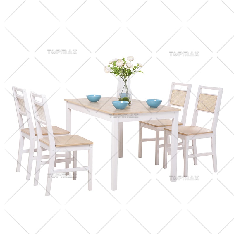 Rustic Dining Table Set Rattan Paulownia Wood SD11162A