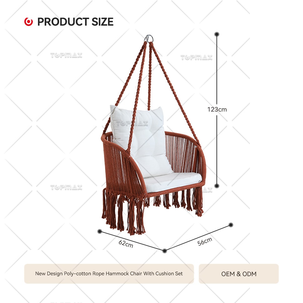 Porch Hammock Swing Poly-Cotton Rope Seat Cushion 68651B-SET