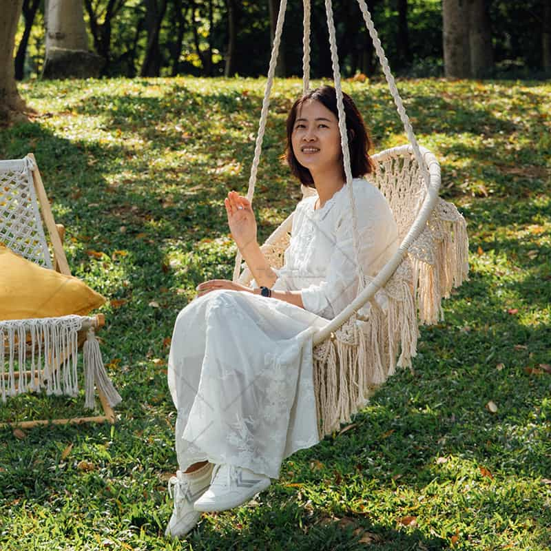 Poly-Cotton Rope Hammock Chair with Fringe 68529B