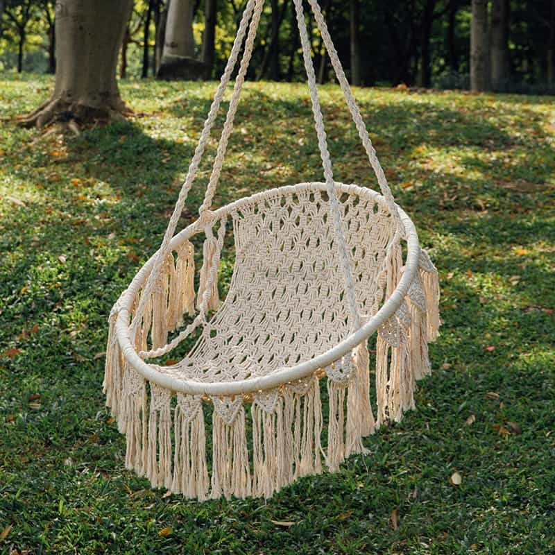 Poly-Cotton Rope Hammock Chair with Fringe 68529B