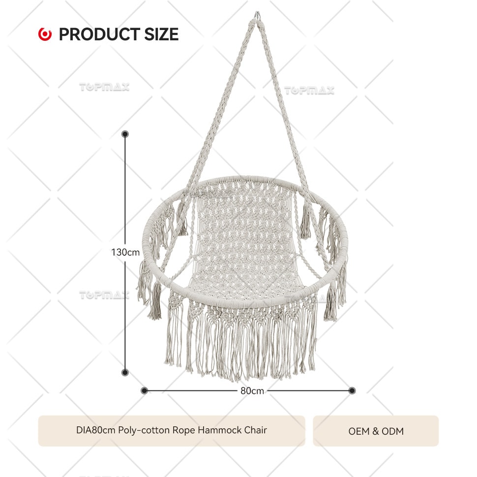 Poly-Cotton Rope Hammock Chair with Fringe 68529B