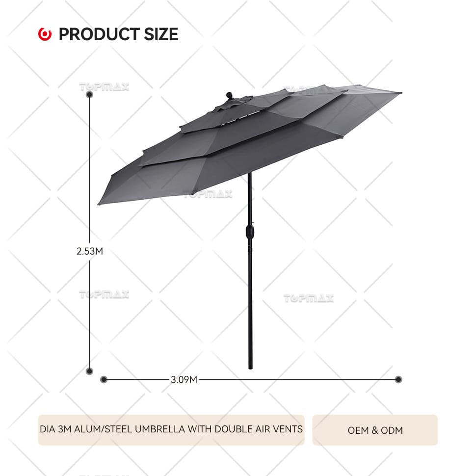 3M Large Garden Parasol With Double Air Vents 60403A