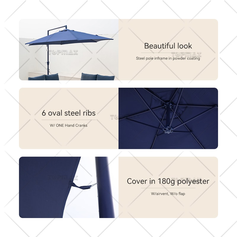 Steel Hanging Outdoor Patio Umbrella DIA3m 60402M