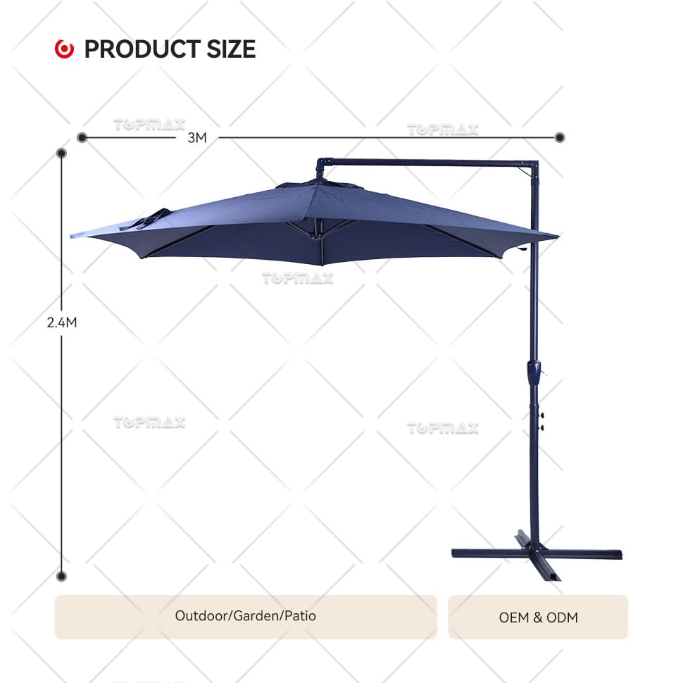 Steel Hanging Outdoor Patio Umbrella DIA3m 60402M