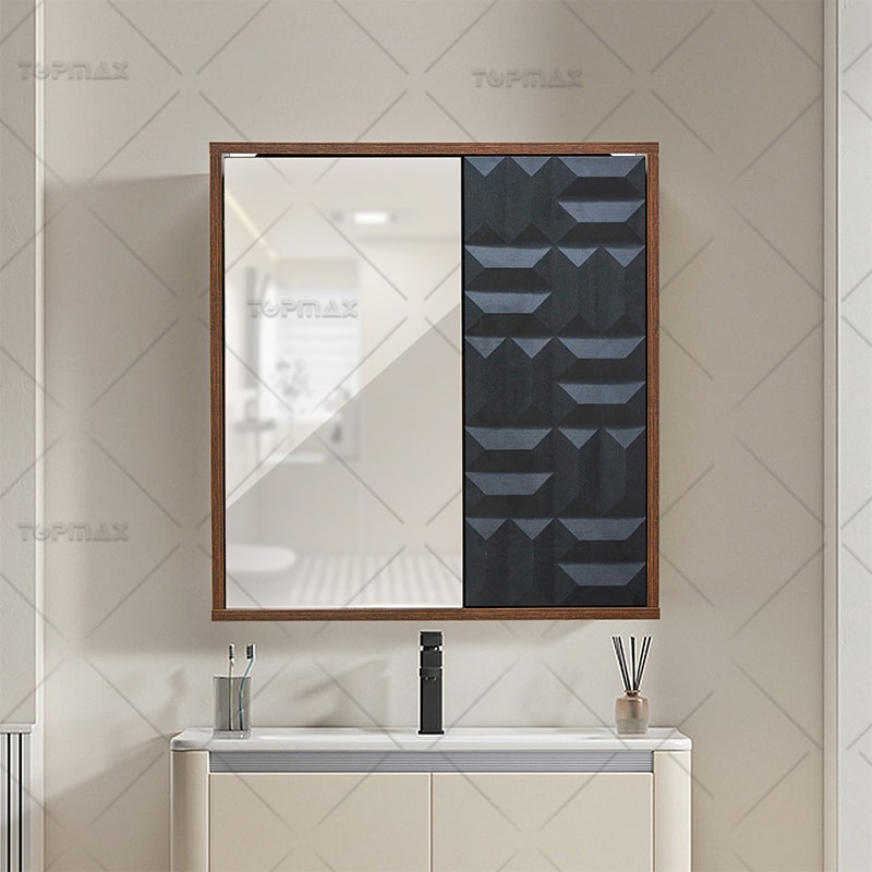 2-Door Bathroom Mirror Cabinet Wall Mounted Wood B-11003A