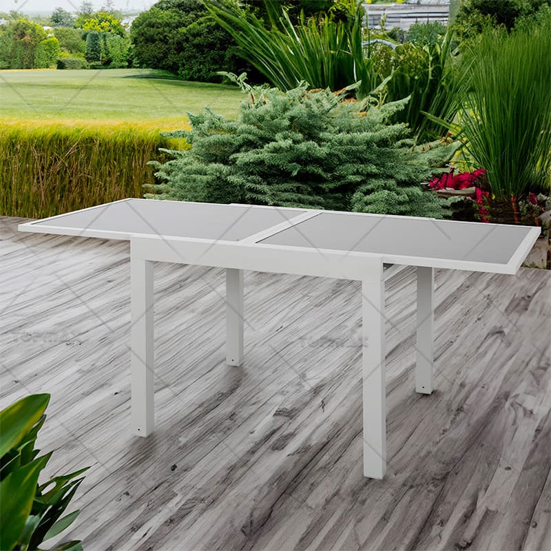 Aluminum Extendable Outdoor Dining Table Garden Glass KD 44496T