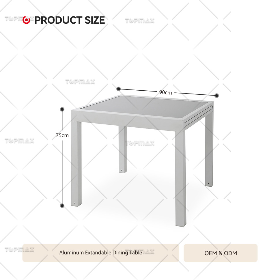 Aluminum Extendable Outdoor Dining Table Garden Glass KD 44496T