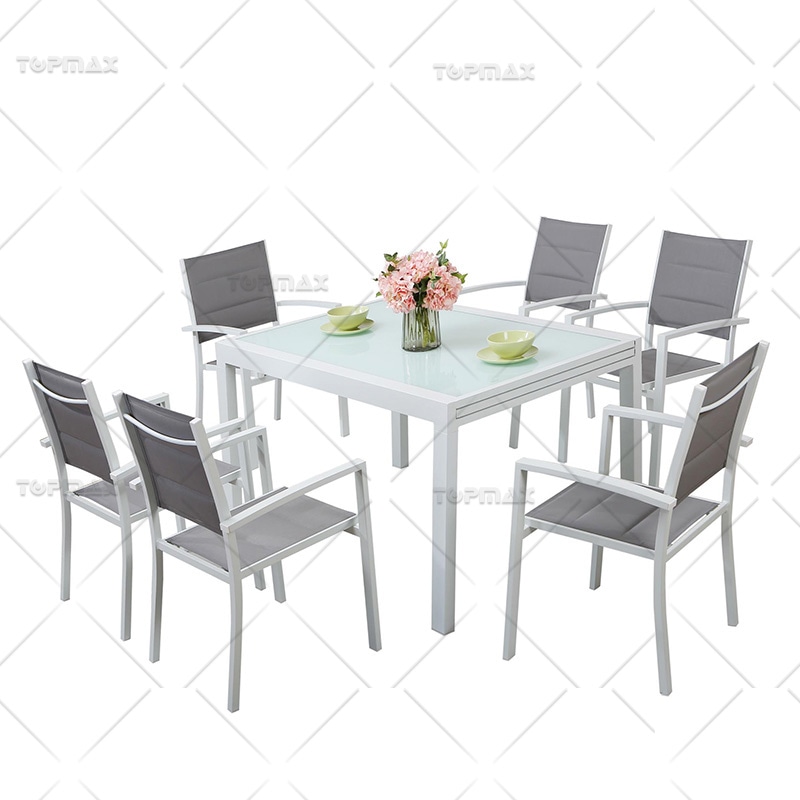 Aluminum Extendable Outdoor Dining Table Garden Glass KD 44496T