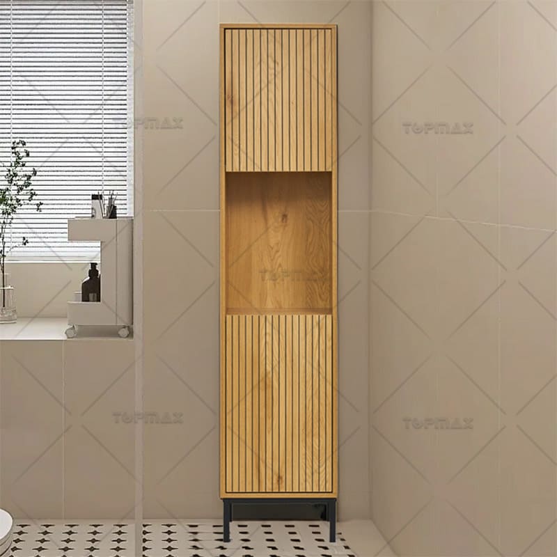 Corner Bathroom Cabinet 2 Doors MDF Wood Basket Storage B-11004C