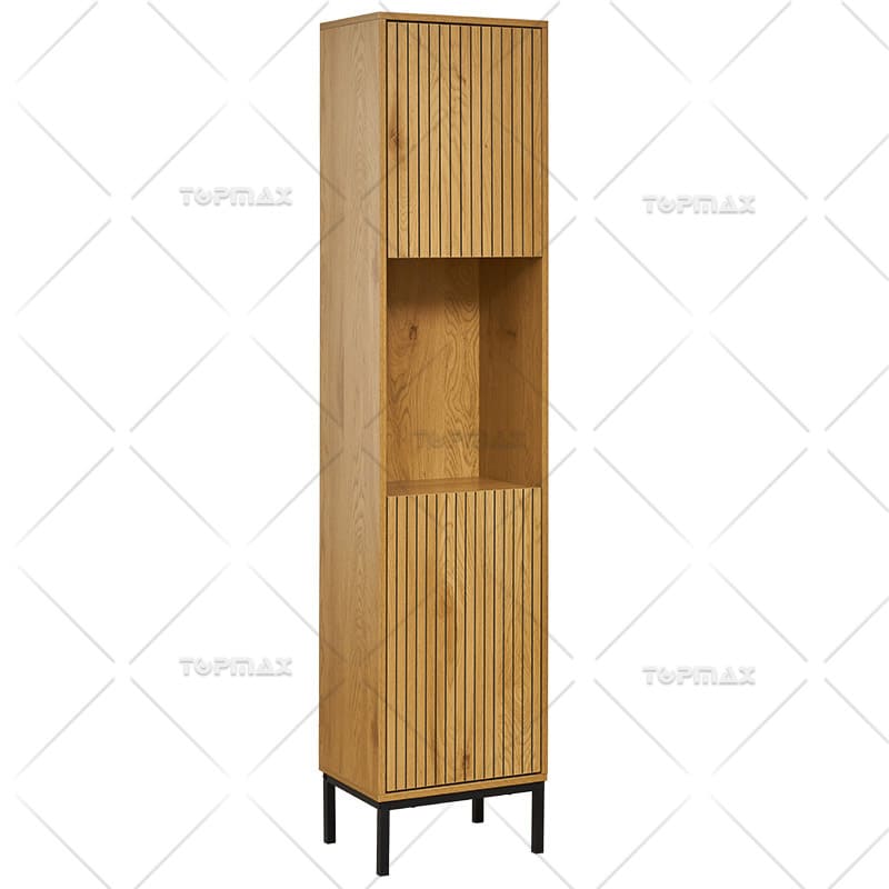 Corner Bathroom Cabinet 2 Doors MDF Wood Basket Storage B-11004C