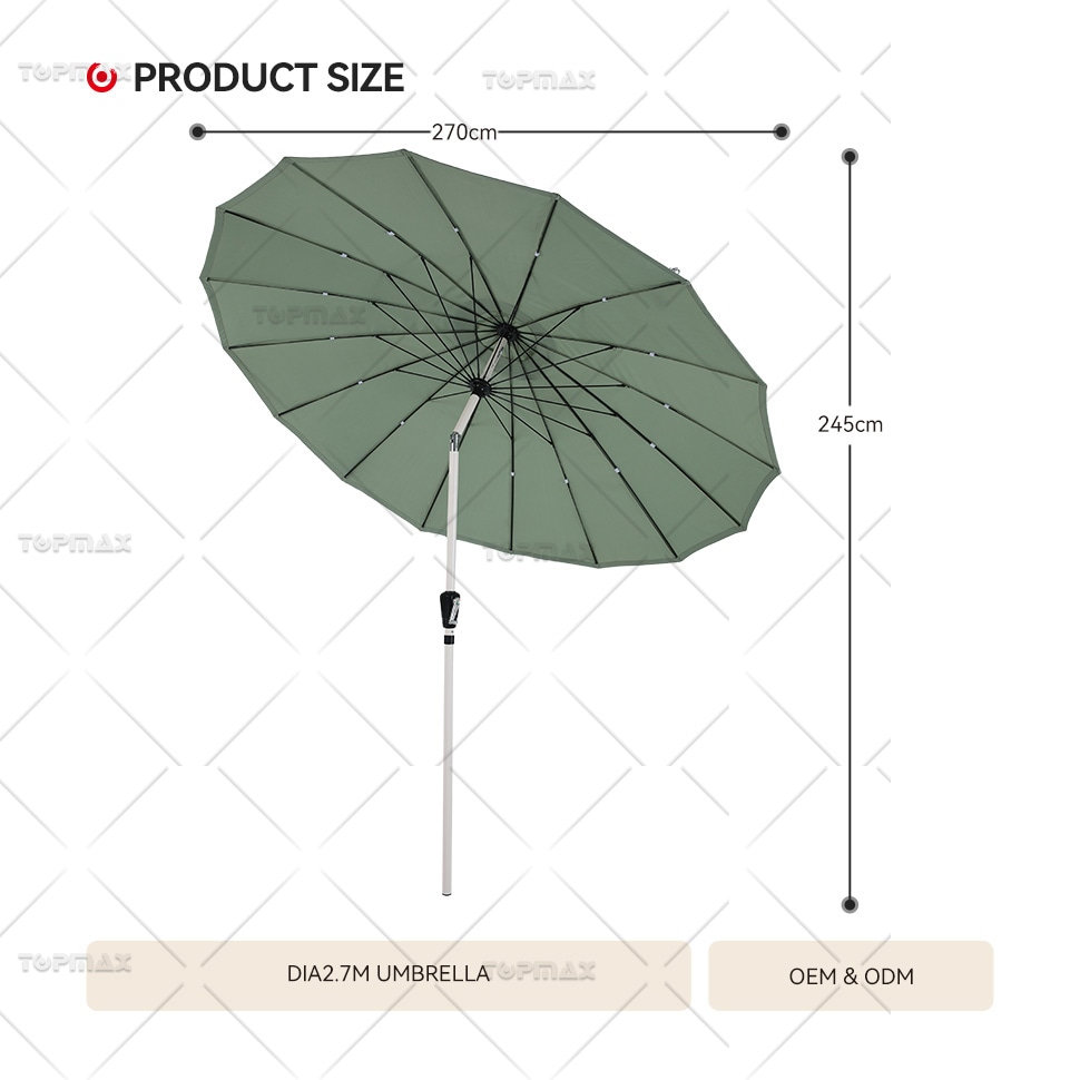 DIA2.7M  Commercial Outdoor Parasol Fiber Glass Polyester 60427D1