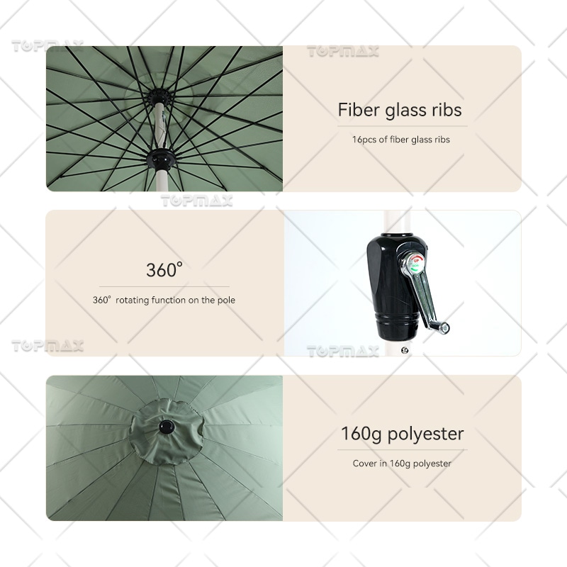 DIA2.7M  Commercial Outdoor Parasol Fiber Glass Polyester 60427D1