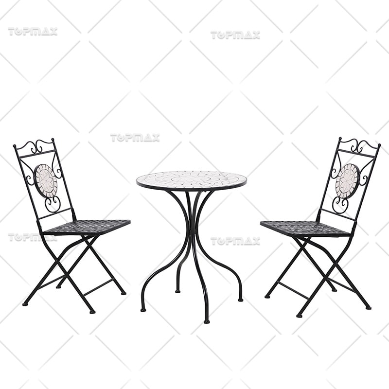 Foldable Metal Garden Table And Chairs Classic Steel Ceramic 24111P-Z-SET3