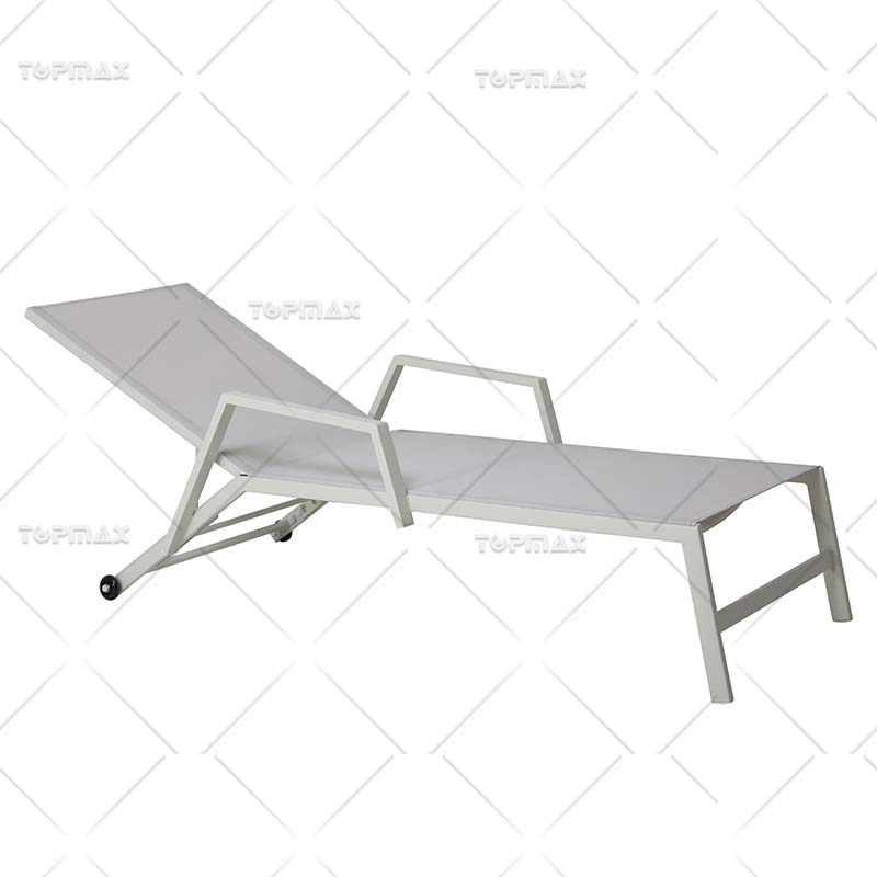 5 Position Adjustable Metal Chaise Lounge with Wheels Aluminum Relaxing 40613TL-A-WHEEL2