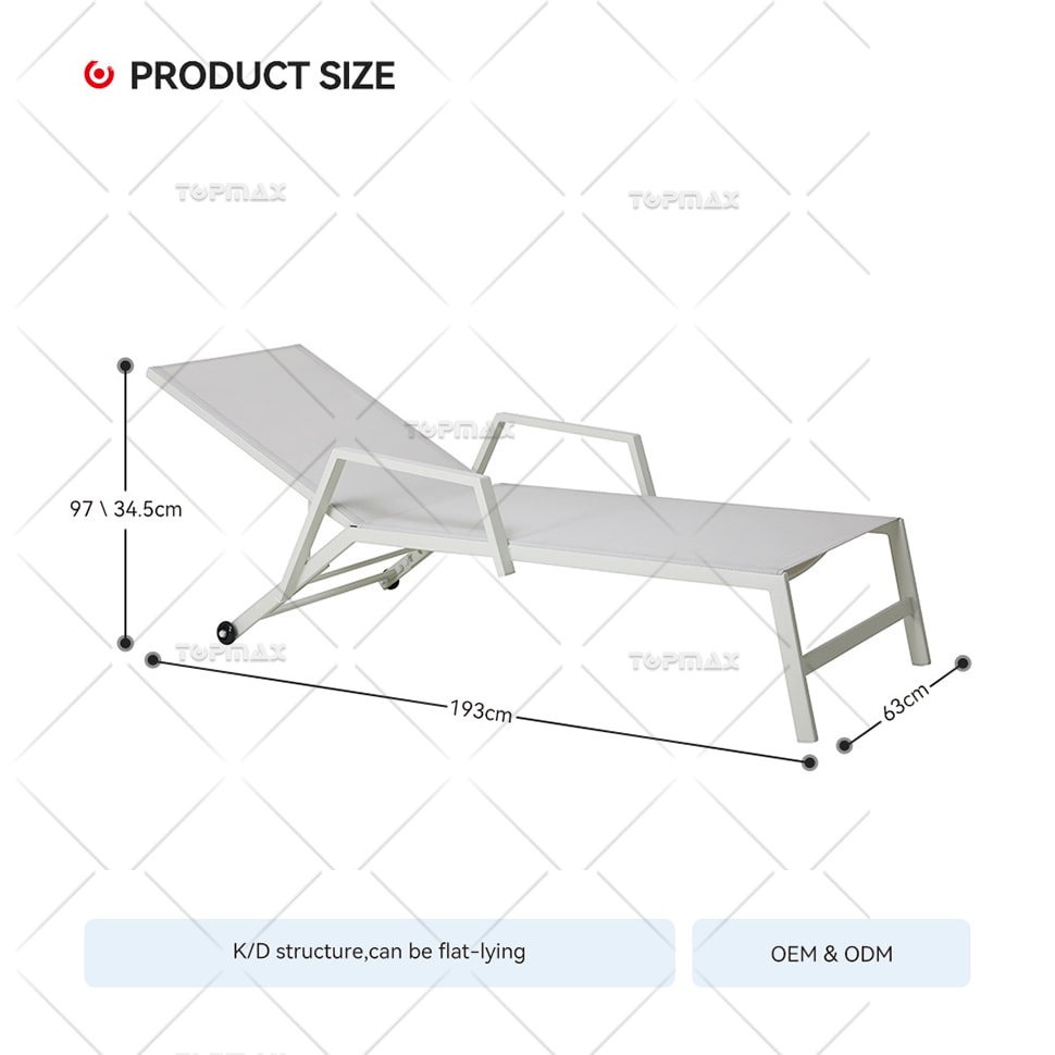 5 Position Adjustable Metal Chaise Lounge with Wheels Aluminum Relaxing 40613TL-A-WHEEL2