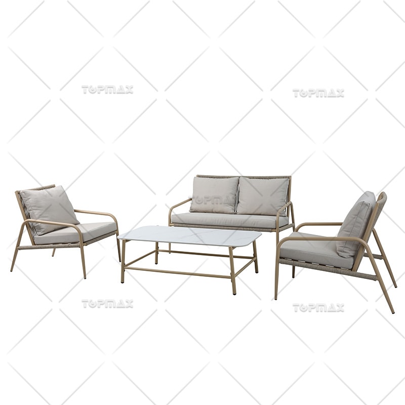 Modern Outdoor Sofa Set Steel Rope Olefin Cushion 45789B3-SET4