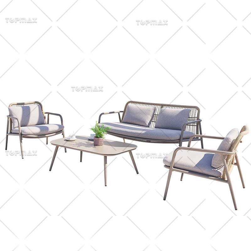 Aluminum Outdoor Sofa Set Olefin Rope Cone-Shape Legs 52998T2-SET4-KD